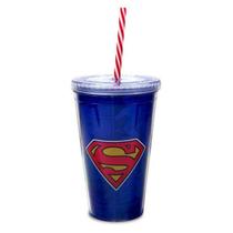 Copo com Canudo Logo Superman DC Comics 450ml - Tasco Inport Copo com Canudo Logo Superman DC Comics 450ml - Tasco Inport