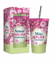 Copo com canudo - mãe amor eterno - Brasfoot