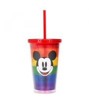 Copo Com Canudo Mickey Arco-Íris 450ml Disney