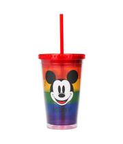 Copo Com Canudo Mickey Arco-Íris 450ml - Disney