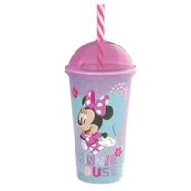 Copo com canudo Minnie Mouse 500ml - Plasútil
