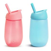 Copo com Canudo Munchkin Simple Clean 300ml (2 Unidades) - Rosa e Azul