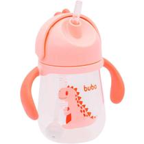 Copo com Canudo para Bebê - Alça Removível - 240ml - Dino - Rosa - Buba Copo com Canudo para Bebê - Alça Removível - 240ml - Dino - Rosa - Buba