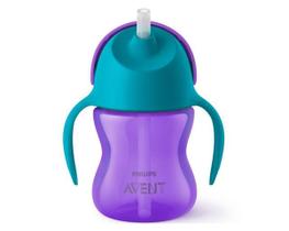 Copo Com Canudo Philips Avent Dinossauro Azul E Roxo - 200 Ml