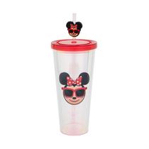 Copo com Canudo Pingente Minnie Emoji 650 ml