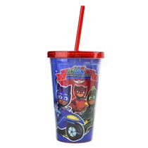 Copo com Canudo PJ Masks Motos 450ml Infantil Meninos Copo com Canudo PJ Masks Motos 450ml Infantil Meninos