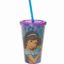 Copo Com Canudo Princesa Jasmine Aladdin 450ml - Disney Copo Com Canudo Princesa Jasmine Aladdin 450ml - Disney