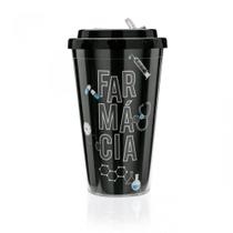 Copo com Canudo Retrátil Profissão Farmácia - Amocanecas Copo com Canudo Retrátil Profissão Farmácia - Amocanecas
