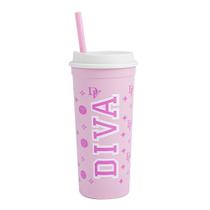 Copo Com Canudo Slim Diva 650Ml