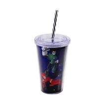 Copo Com Canudo Superamigos 450Ml - Liga Da Justiça Copo Com Canudo Superamigos 450Ml - Liga Da Justiça