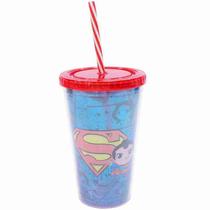 Copo Com Canudo Superman 450ml - Liga Da Justiça Copo Com Canudo Superman 450ml - Liga Da Justiça