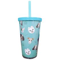Copo com Canudo Tiffany Cachorrinho - 500ml Copo com Canudo Tiffany Cachorrinho - 500ml