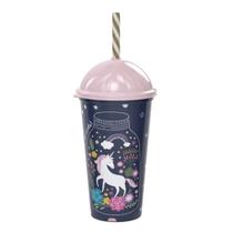 Copo com Canudo Unicórnio Shake - 500ml