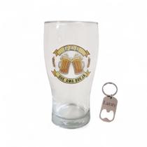 Copo Com Chaveiro Personalizado Vidro 580ml Dia Dos Pais Presente Cerveja