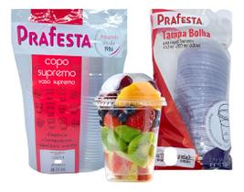 Copo Com Tampa Bolha Cristal semi acrilico 300ml Salada Fruta Sorvete doces sobremesas açaí 40un Copo Com Tampa Bolha Cristal semi acrilico 300ml Salada Fruta Sorvete doces sobremesas açaí 40un