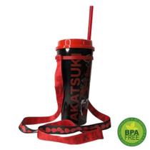 Copo com Tampa Canudo e Fita 1000 ml Naruto Shippuden - Akatsuki