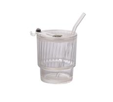 Copo com Tampa Canudo vidro Fest 400 Ml Hauskraft Copo com Tampa Canudo vidro Fest 400 Ml Hauskraft