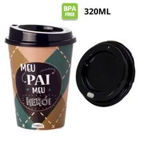 Copo com Tampa e Bico 320 ML Plasutil Para Café Chá Mãe Pai