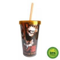 Copo com Tampa e Canudo 450 ml Naruto Shippuden - Aldeia da Folha