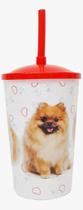 Copo com Tampa e Canudo Cachorro Raças Pet 750 ml Lulu da Pomerânia - Pet Toys