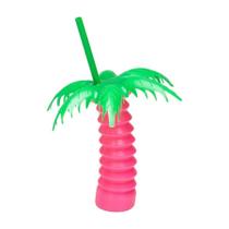 Copo com Tampa e Canudo - Coqueiro Kids Pink 350ml - 1 unidade - Rizzo