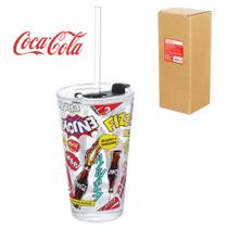 Copo com tampa e canudo de vidro / acrilico drink fizz coca-cola hauskraft 450ml Copo com tampa e canudo de vidro / acrilico drink fizz coca-cola hauskraft 450ml