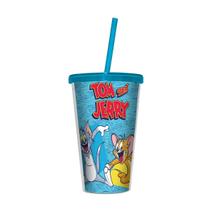 Copo Com Tampa E Canudo Hb Tom And Jerry Happy Guy 600ml