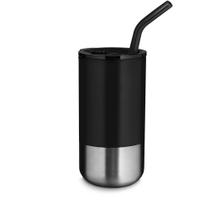 Copo Com Tampa e Canudo Inox 550ml Preto Copo Com Tampa e Canudo Inox 550ml Preto