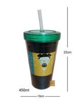 Copo com Tampa e Canudo Sude 450ml Seriados Filmes Herois