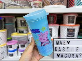 Copo com Tampa Flip Peppa Pig Azul 470 ml