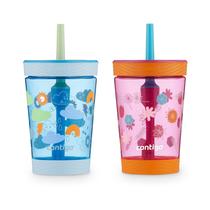 Copo Contigo Kids à prova de derramamento com canudo de 400 ml, pacote com 2 unidades Copo Contigo Kids à prova de derramamento com canudo de 400 ml, pacote com 2 unidades
