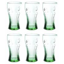 Copo Contour Coca Cola Vidro Jogo 6 Unidades 470Ml Verde