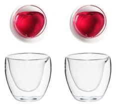 Copo Coração Parede Dupla 2 Peças 250 Ml Vidro Borossilicato - Mimo Style Copo Coração Parede Dupla 2 Peças 250 Ml Vidro Borossilicato - Mimo Style