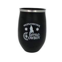 Copo cuia de tereré grow redondo de alumínio parede dupla 300ml com tampa