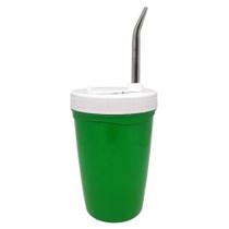 Copo Cuia Tereré Plástico Prático Verde Com Bomba Inox