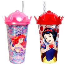 Copo da Pequena Sereia e Branca de Neve com Coroa Disney 500ml - 2 Unidades