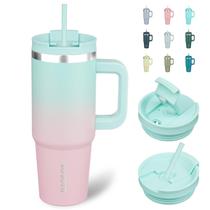 Copo de aço inoxidável BJPKPK 900mL com alça e 2 canudos Copo de aço inoxidável BJPKPK 900mL com alça e 2 canudos