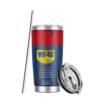 Copo de aço inoxidável com tema WD-40, 20 onças, com canudo e tampa, design envelhecido Copo de aço inoxidável com tema WD-40, 20 onças, com canudo e tampa, design envelhecido