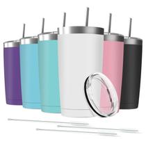 Copo de aço inoxidável Deitybless 590mL com canudo e tampa x6 Copo de aço inoxidável Deitybless 590mL com canudo e tampa x6