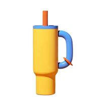 Copo De Aço Inoxidável Isolado De 40OZ Com Canudo, Design Portátil Com Alça Grossa Para Viagens Ao