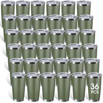 Copo de aço inoxidável Sieral, pacote com 36, 600 ml, verde militar Copo de aço inoxidável Sieral, pacote com 36, 600 ml, verde militar