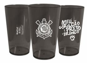 Copo de acrílico corinthians preto 450ml para água refrigerante suco