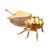 Copo De Açúcar Golden Bee Com Colher Estilo Clássico Europeu Jarro De Temperos De Metal De Alta