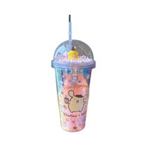 Copo De Água Plástico De Dupla Camada Hello Kitty Cinnamoroll Melod Kuromi Caneca Esportiva Portátil