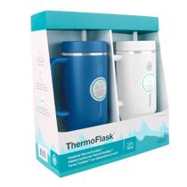 Copo de água, termofrasco durável, sem BPA, 1,2 L, azul/branco, pacote com 2 unidades