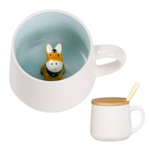 Copo de bebida BignoseDeer Donkey Caneca de cerâmica 350 ml com tampa Copo de bebida BignoseDeer Donkey Caneca de cerâmica 350 ml com tampa