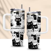 Copo de bebida CGMIBAS Cat Tumbler 900 ml isolado 30 onças Copo de bebida CGMIBAS Cat Tumbler 900 ml isolado 30 onças