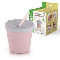 Copo de bebida com canudo de silicone Jolly Hippo 150ml Copo de bebida com canudo de silicone Jolly Hippo 150ml