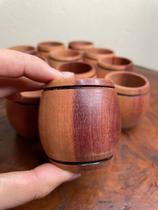 Copo De Cachaça Shot Bebida Em Madeira Rústica Kit 10