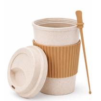 Copo De Café C/ Tampa E Mexedor 450ml Fibra Bambu Sortido Copo De Café C/ Tampa E Mexedor 450ml Fibra Bambu Sortido